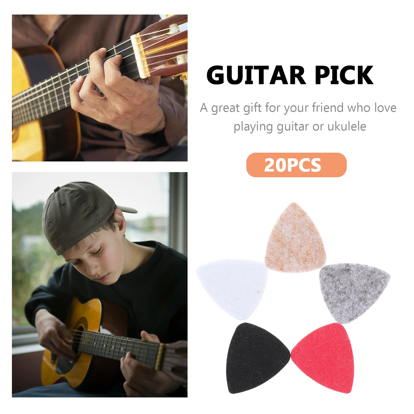 20 Pcs Guitar Felt Picks Practical Plectrum Ukulele Electric Component Professional Replacement