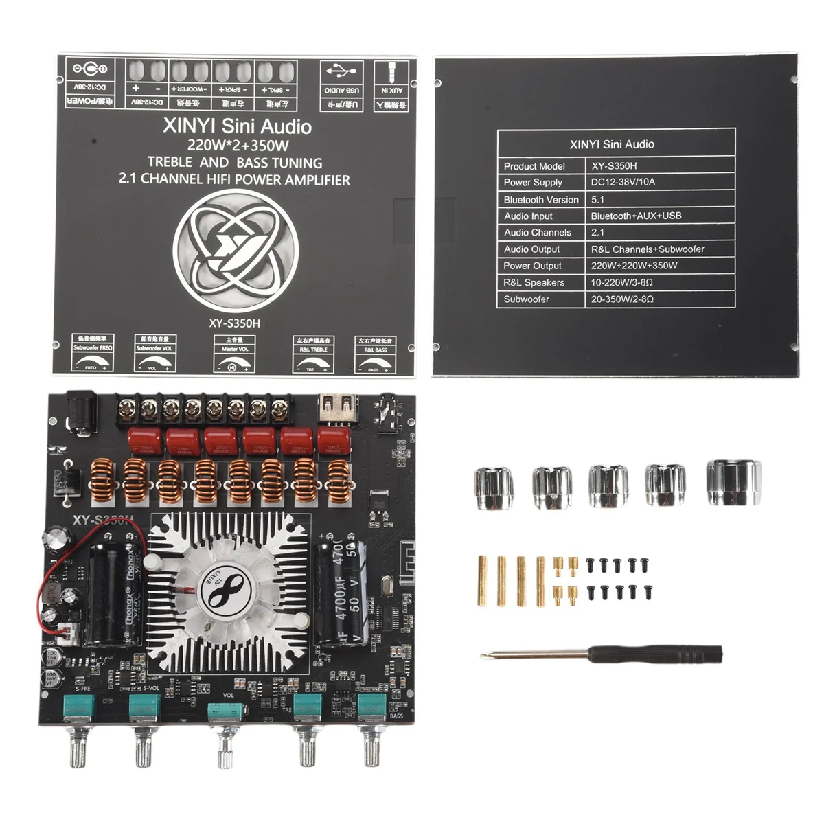 

N33R_XY-S350H 2,1-канальный TPA3251 Плата усилителя Bluetooth 220 Вт x 2 + 350 Вт