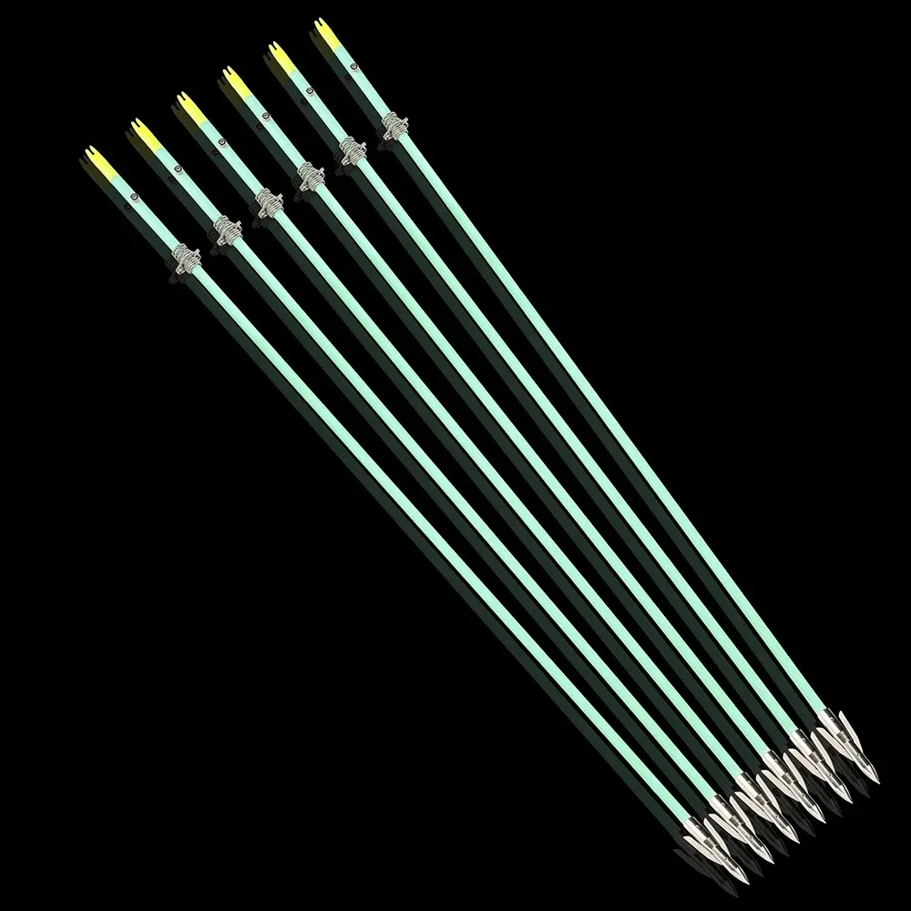 Archery Shooting Bowfishing Arrows 3pcs OD8mm Solid Fiberglass Shaft Carbon Steel Arrowhead With Practical Metal Fishing Slider Accessory view 7