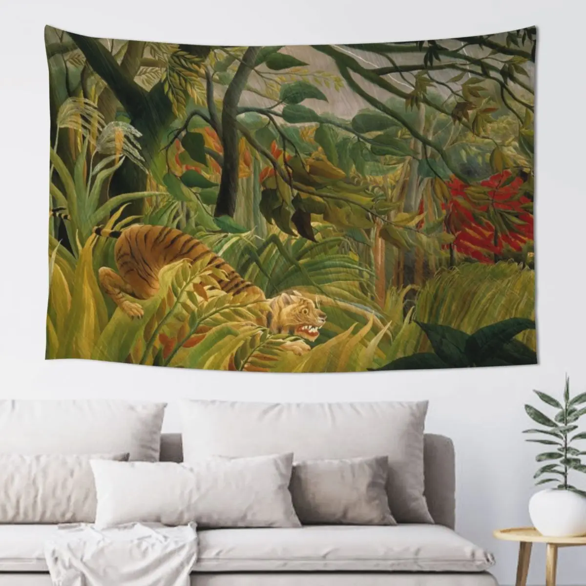 

Tiger in a Tropical Storm (Surprised!) - Henri Rousseau Tapestry Hanging Wall Decorations For Room Tapestry