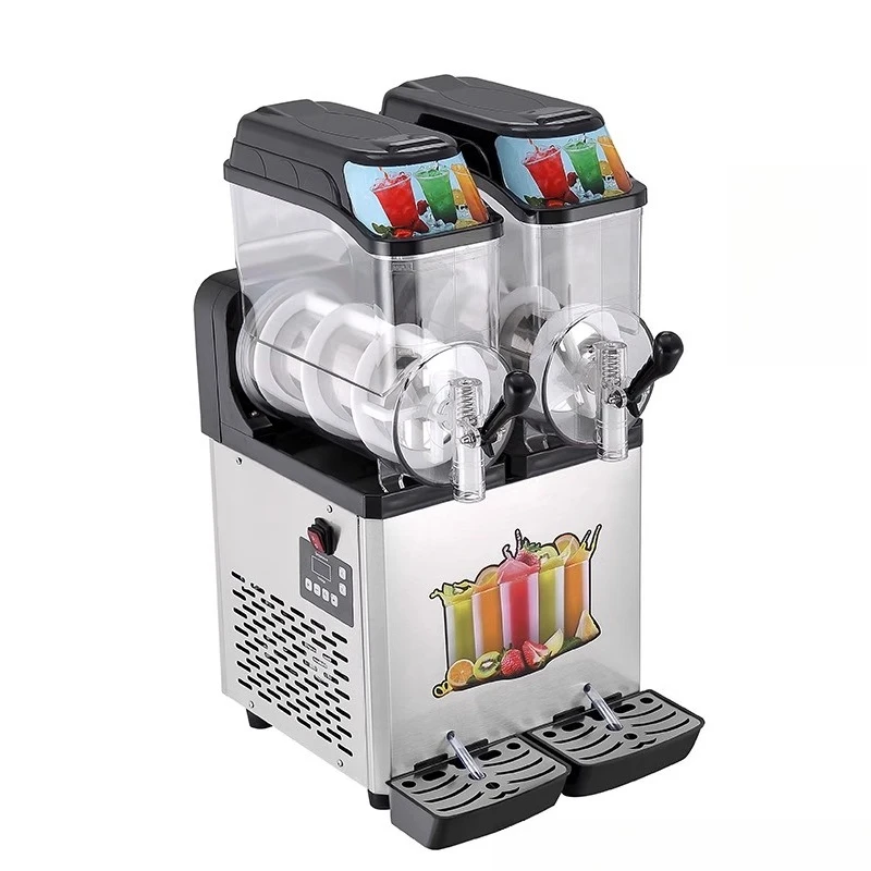 12L Commercial Slush Machine Double Cylinder Self-service Ice Smoothie Machine Snow Paste Machine