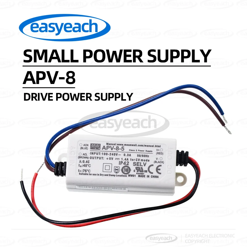 

MEAN WELL APV-8-5 APV-8-12 APV-8-24V Constant Voltage LED Decorative Lighting Equipment Power Supply