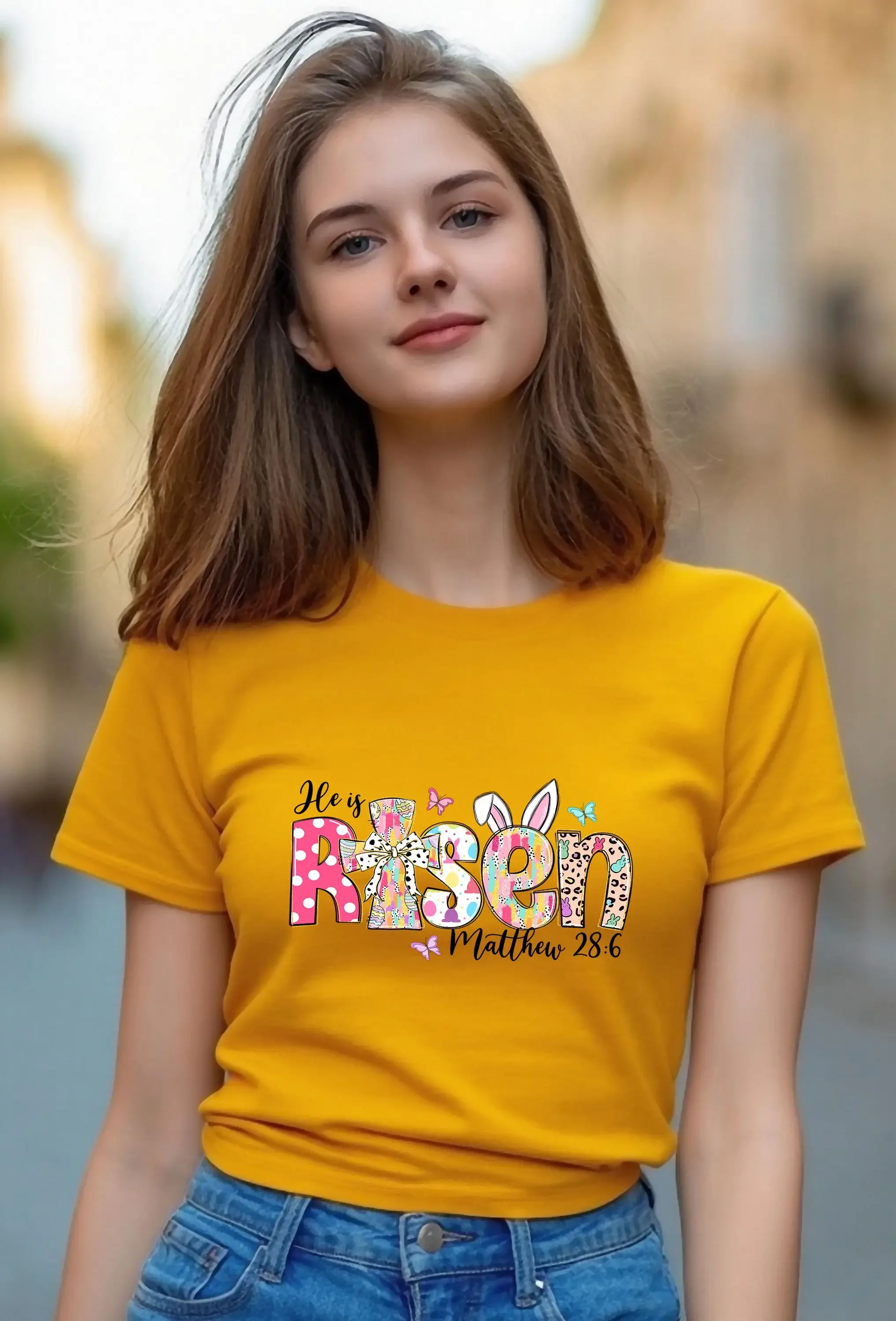 He Is Risen Easter T Shirt Christian Bible Verse Floral Jesus Resurrection Religious Faith