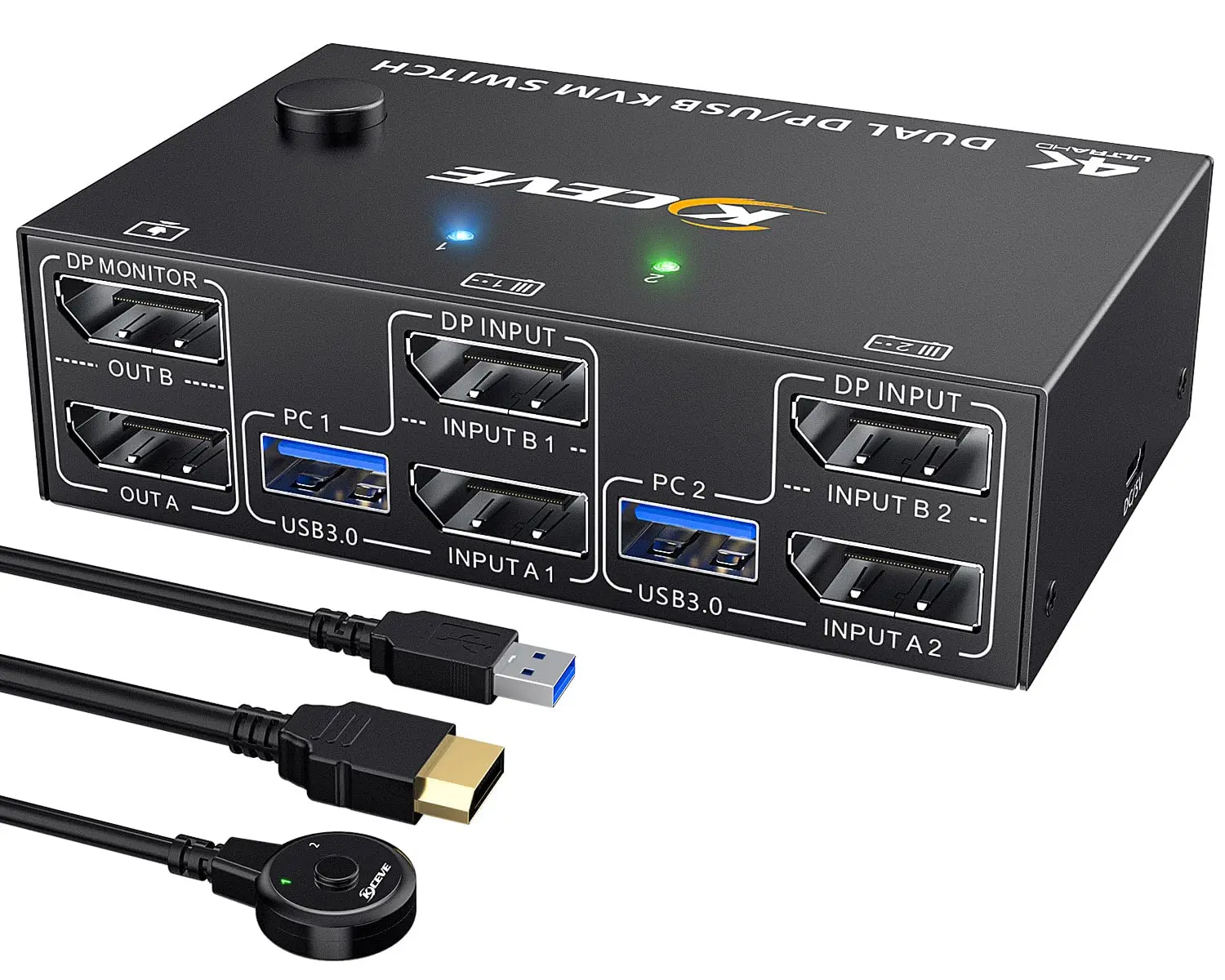 8K USB 3.0 Displayport KVM Switch 2 Monitors 2 Computers 8K@30Hz 4K@144Hz,Dual Monitor DP 1.4 KVM Switches with 4 USB 3.0 Device