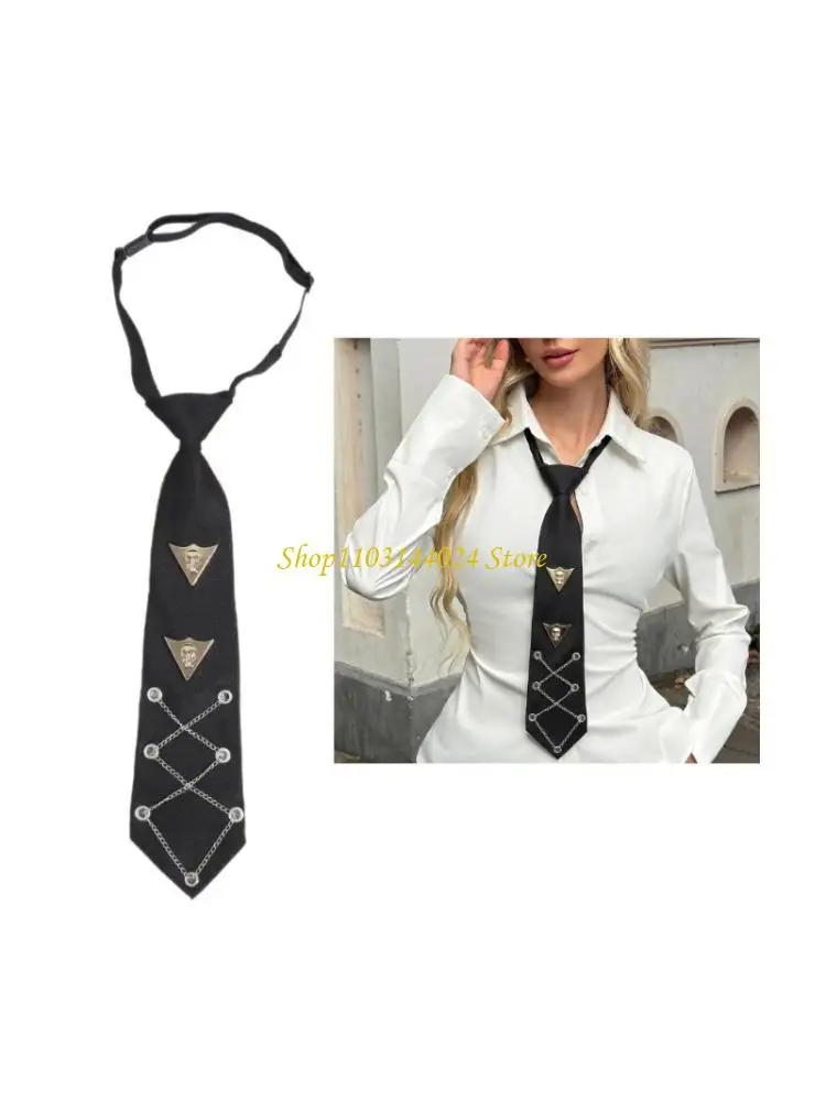 

N5KE Contemporary Pre-tied Ties With Bold Skeleton And Chain Decors for Women