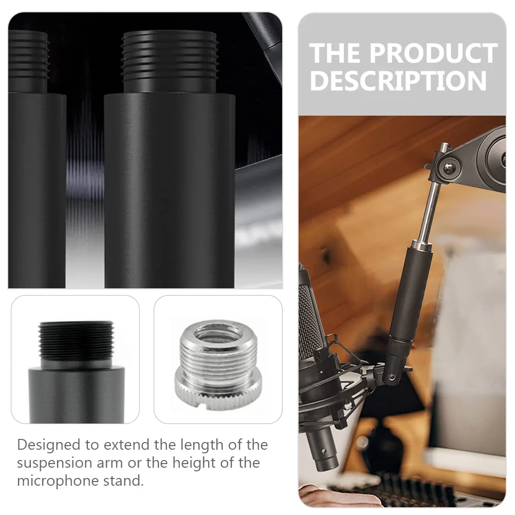 

1Set Mic Stand Extension Tube Sturdy Practical Mic Bracket Extender Adjustable for Microphone Suspension Arm Stand Extender