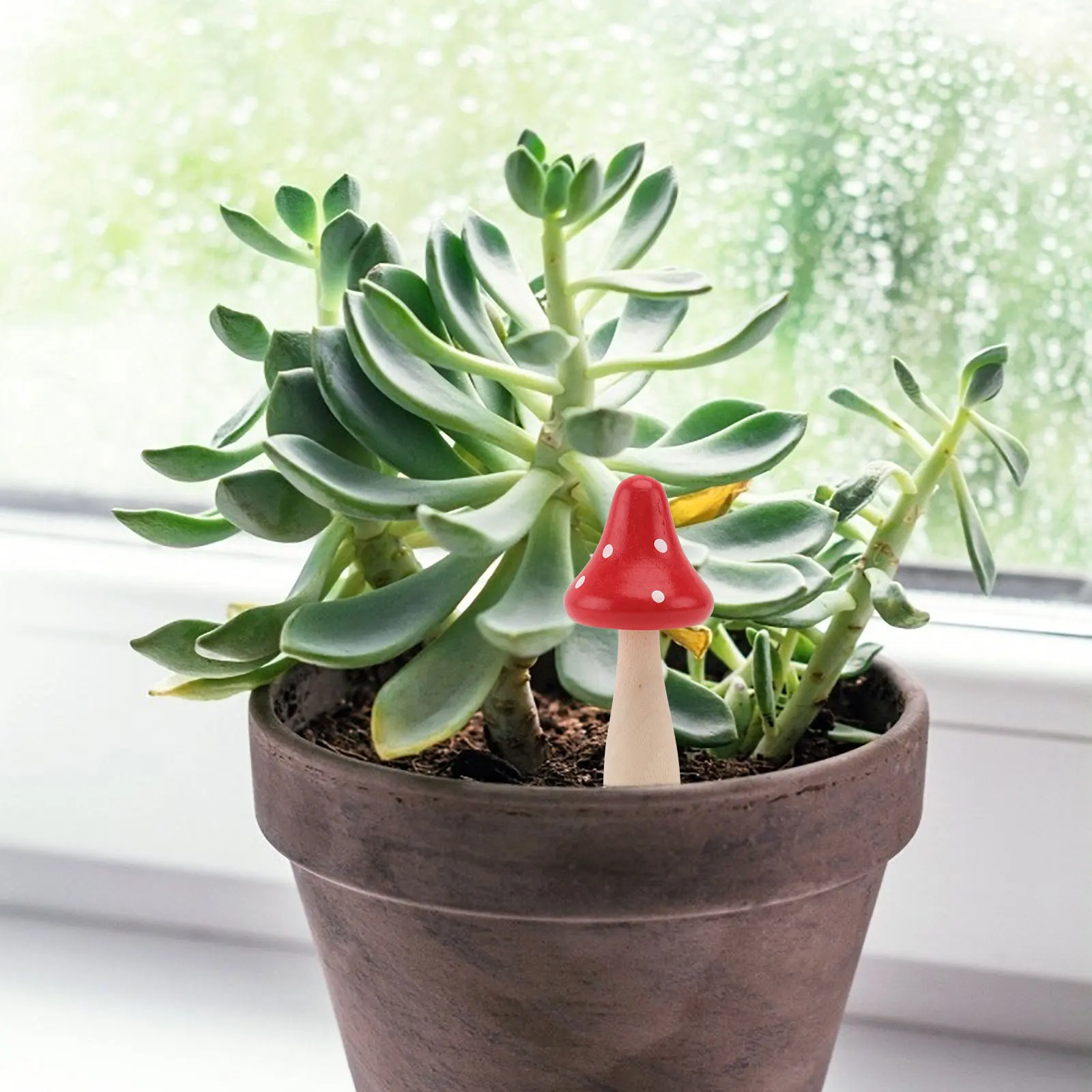 

10Pcs Wooden Mushroom Adornment Red DIY Landscaping Bonsai Decoration Garden Yard Home Decorative Natural Craft Ornament