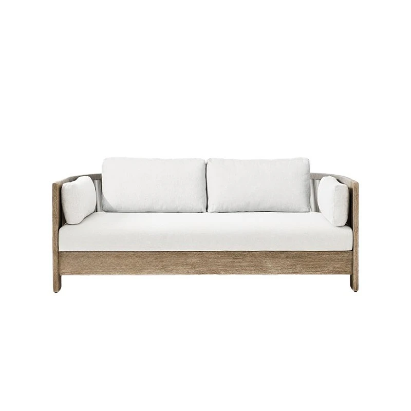 

Antiseptic teak rattan sofa courtyard homestay solid wood furniture garden old leisure sofa combination