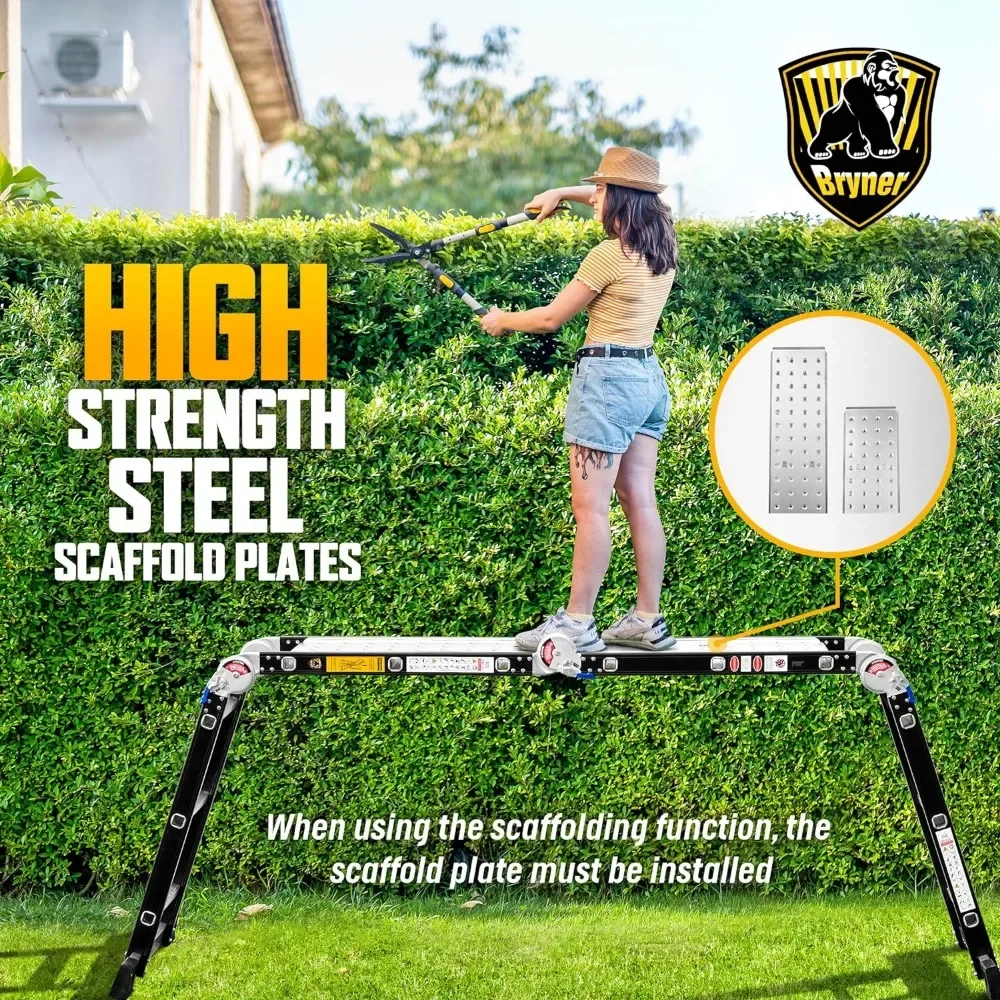 Ladder, Bryner 7 In 1 Multifunctionele Ladder Aluminium Verlengladder 12ft Opvouwbare Verstelbare Telescopische Trapladder Zwaar