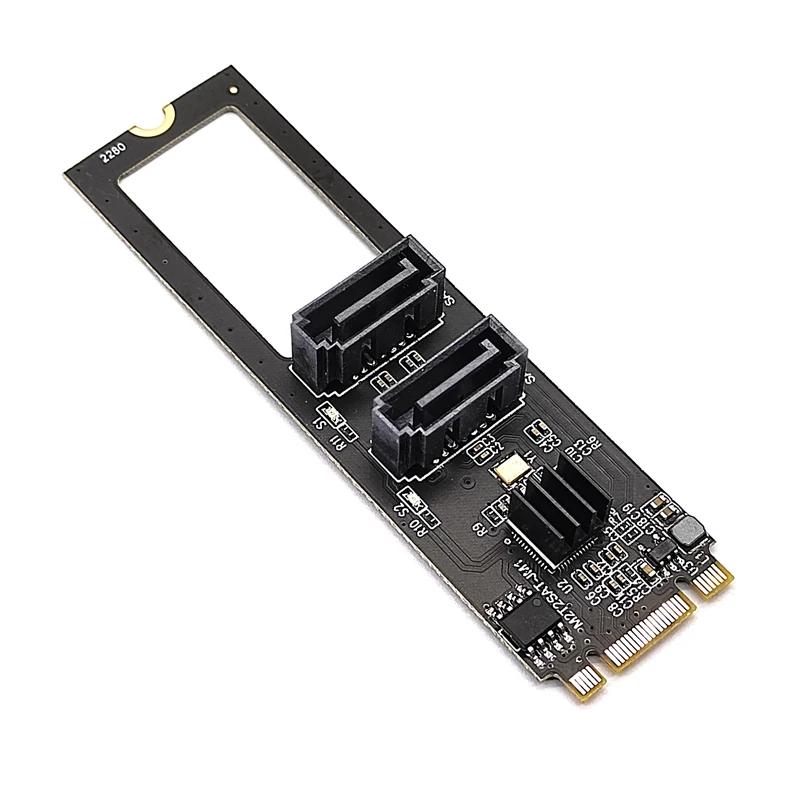 Adaptateur de carte d'extension M.2 NVME vers SATA 3.0 6 go M.2 Key-M PCIE NVME vers 2 ports SATA3.0 Riser Card convertisseur JMB582 PCI-E 3.0 Chip