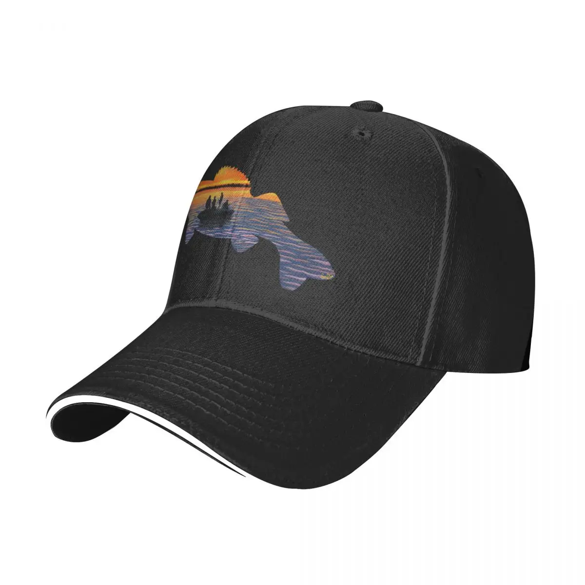 Walleye Silhouette - Lake Life - Blue Grey Baseball Cap Fishing cap foam party Hat birthday Women's Beach Men's