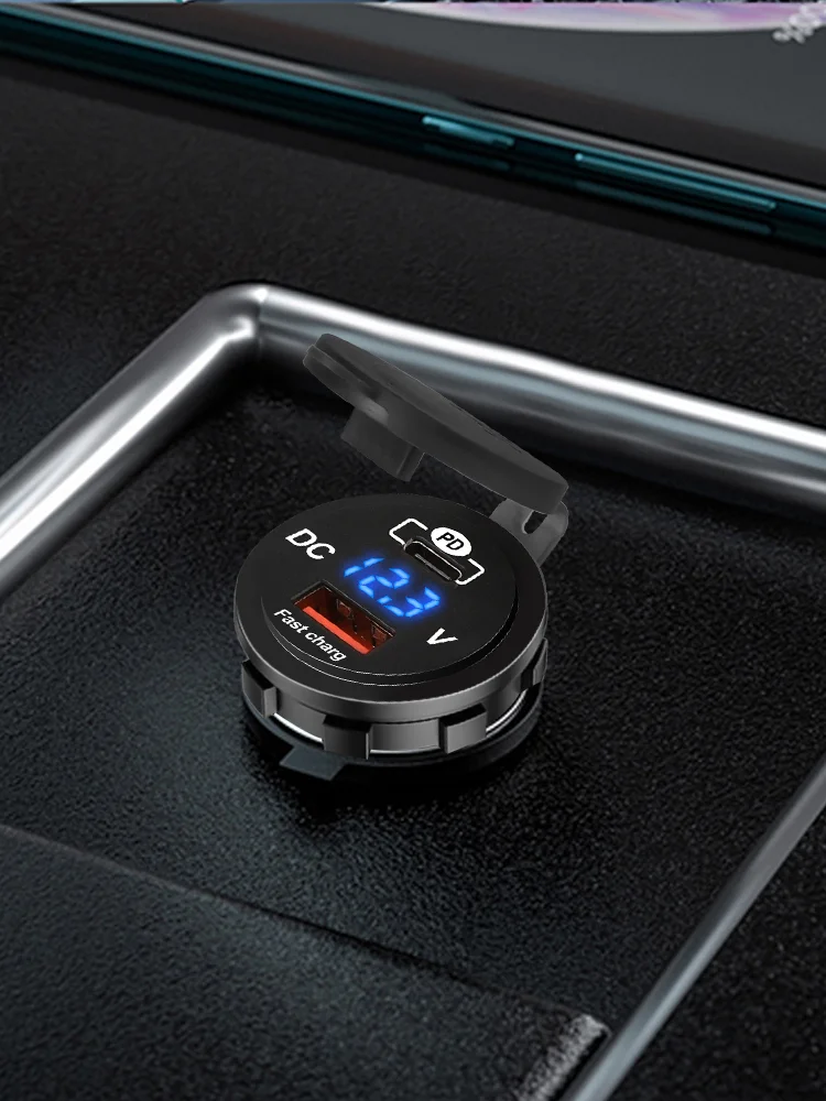 68W 4,2A 12V Dual-USB-Autoladegerät mit Wasserdichtem Panel-Netzadapter für Fahrzeuge, Boote, LKWs und Motorräder