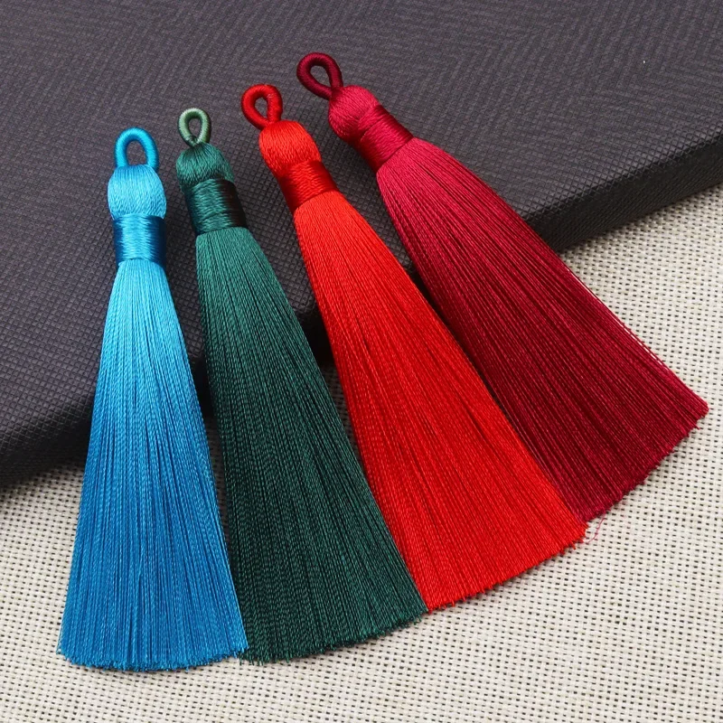 10pcs 8cm Silky Tassel With Hanging Ring Silk Fringe Tassel Trim Decor Key Tassels For DIY Jewelry Making Sewing Curtain Decor