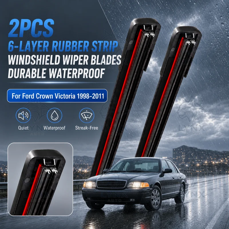 2Pcs 6-Layer Rubber Strip Windshield Wiper Blades Durable Waterproof For Ford Crown Victoria 1998-2011 Auto Parts