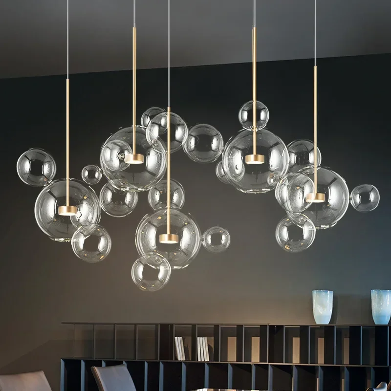 Modern Design Glass Ball Led Pendant Lights Living Dining Room Chandeliers Lighting Home Decor Bedroom Kitchen Bar Hanging Lamp