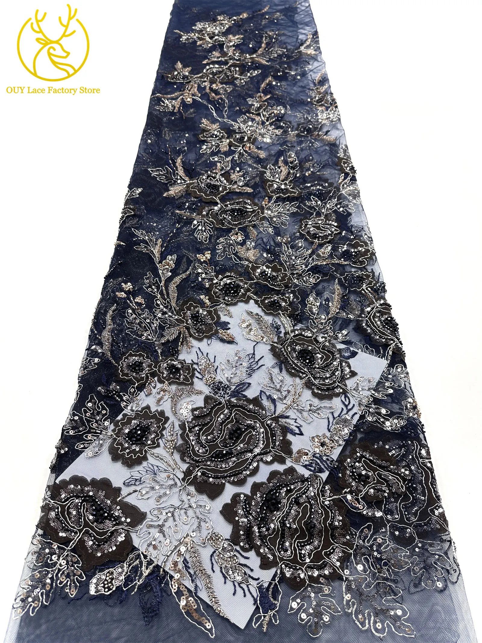 Modische Elegante Französische Brautkleid-Spitze mit Stickerei und Perlen 2026 Hochwertige Nigerianische Afrikanische Pailletten-Spitze für Hochzeitskleider – Detail 27