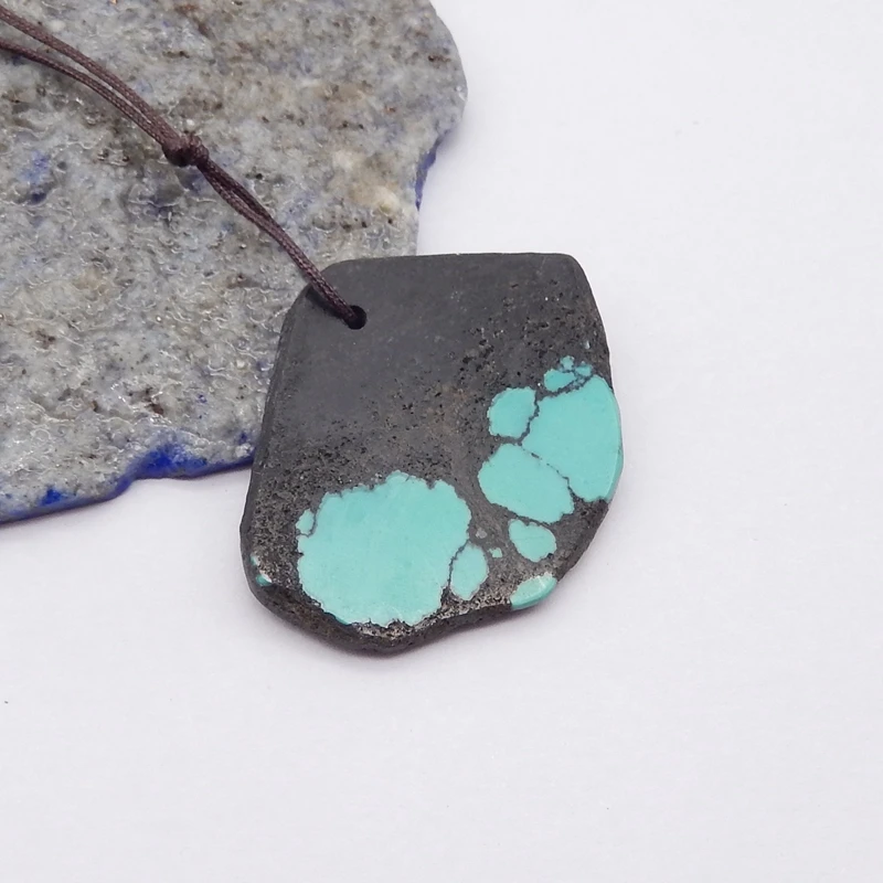 Handmade Jewelry Natural Stone Turquoise Nugget Pendant Bead Fashion Necklace Accessories 32x25x4mm 5g