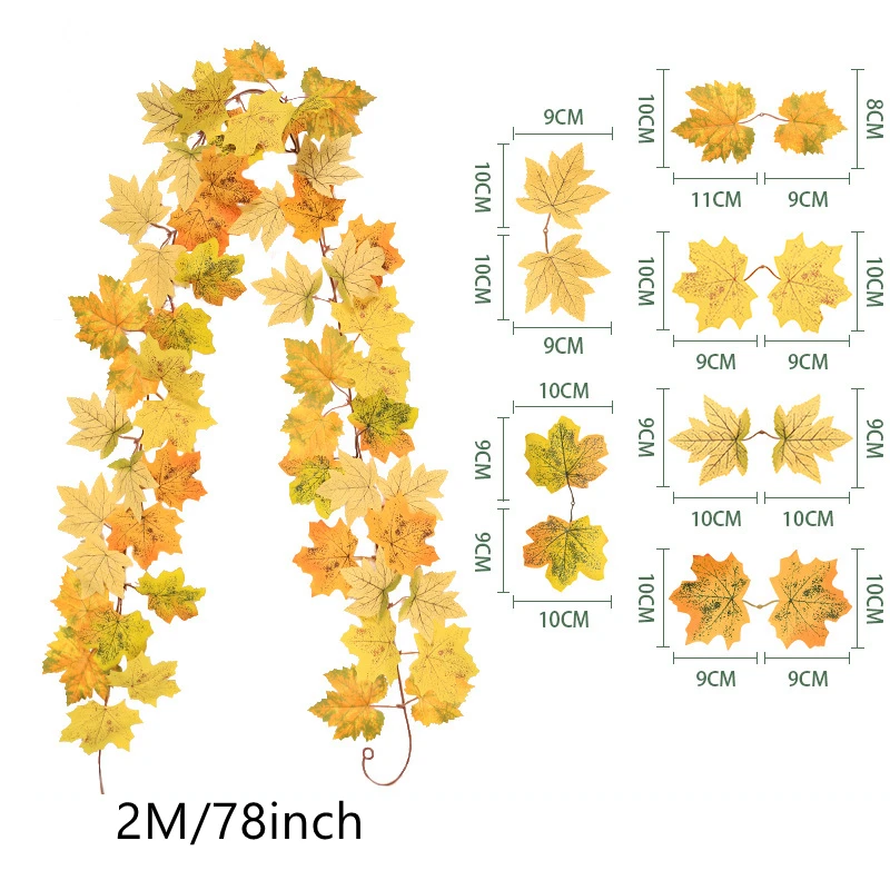 200CM Herbst Künstliche Ahornblatt Kranz Gefälschte Blatt Pflanze Rebe Wohnkultur Garten Halloween Wand Im Freien Türen Fenster Dekoration