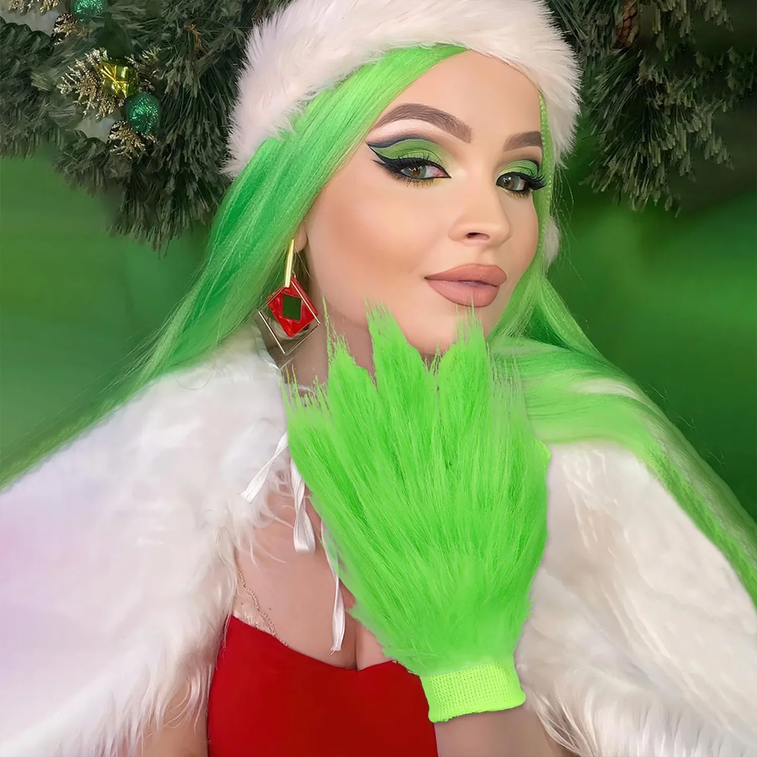 

1 set Christmas Green Monster Gloves Happy 2026 New Year Xmas fun Decoration Xmas Green Monster Gloves Adult kids Favor fun Gift