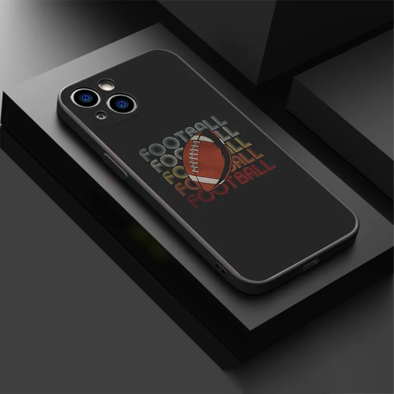 Soft Phone Cases For iphone 16 15 14 13 12 11 Pro XS Max Mini XR 7 8 Plus 16ProMax Tennis God Rugby Black Matte Cover