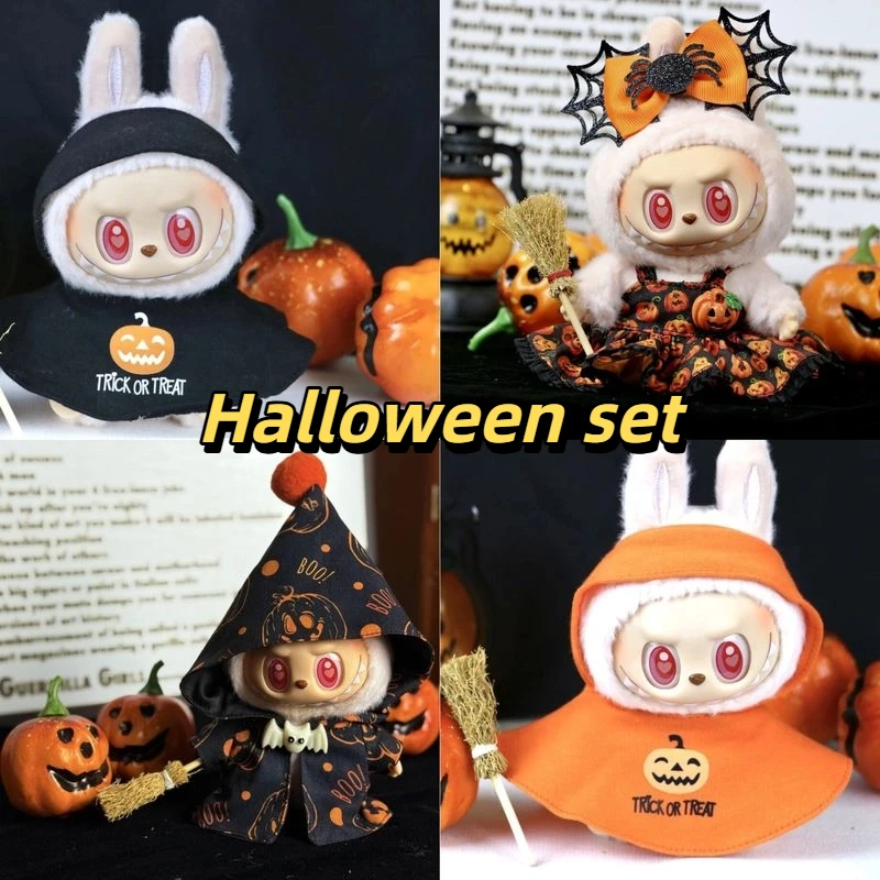 

Новый комплект на Хэллоуин, подходящий для куклы 17 см V1 V2 V3, одежда для куклы, Хэллоуин, карнавал, вечерние, плащ с тыквой, платье для куклы OOTD