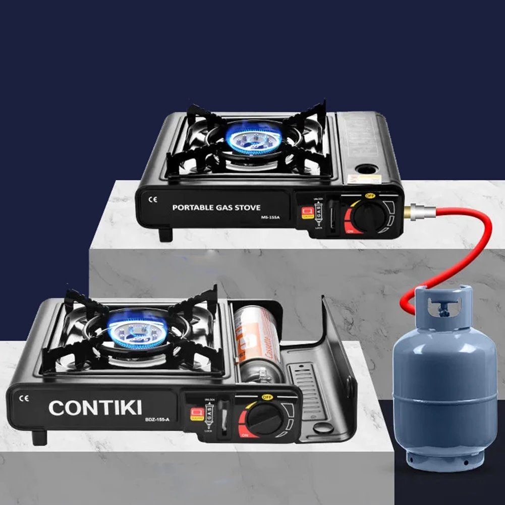 

Portable Burner Stainless Steel Camping Gas Stove With Carry Case Outdoor Cassette Furnace Stove BBQ Cooking Windproof Stove