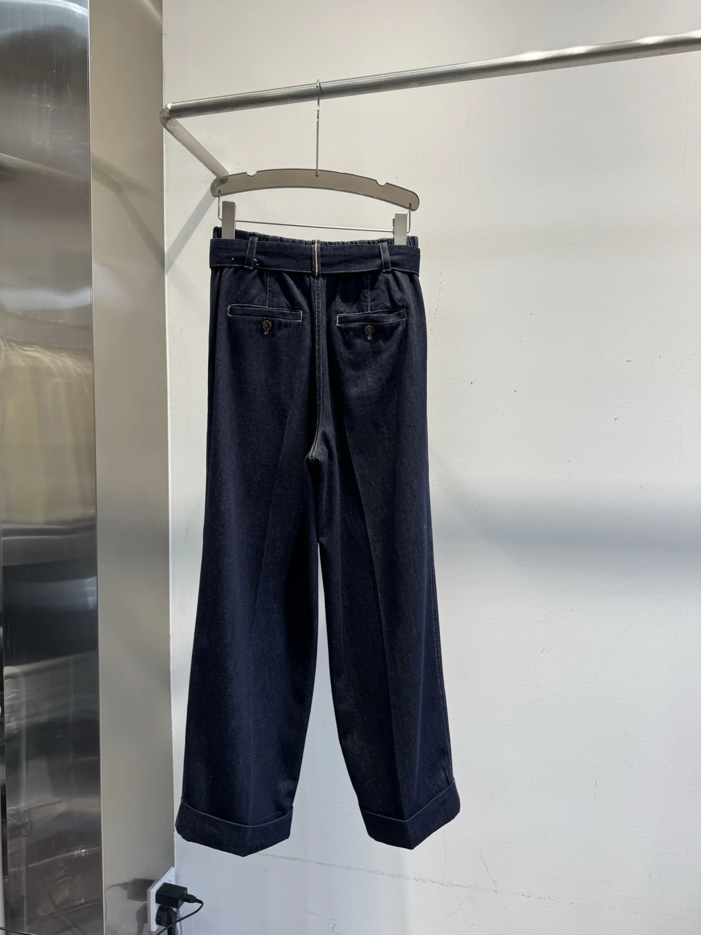 2026Women's Autumn  Denim Twill Trousers – Cuffed with Belt