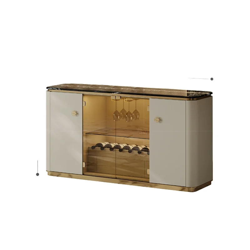 LMM light luxury dining side cabinet storage post-modern marble gray glass entrance cabinet