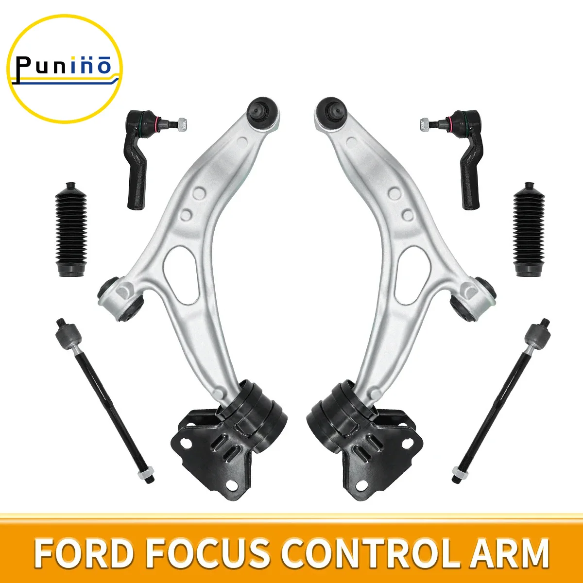 Punino Front Lower Control Arm Suspension Stabilizer Link Tie Rod End Boots Kits for Ford Focus C-Max 2012 2013 2014 - 2016