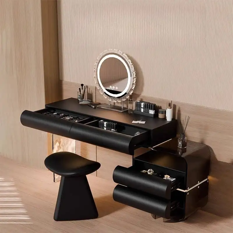 Sturdy Retro Small Vanity Desk Mirror Luxury Led Lounges Makeup Vanity Desk Dressers Black Tocador De Maquillaje Furniture