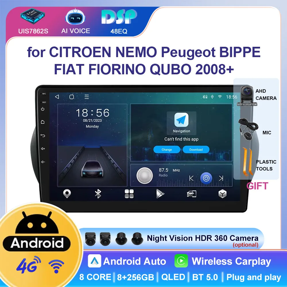 10 Inch Touch Screen Gps Navigation Car Stereo Dvd Player Android Radio for CITROEN NEMO Peugeot BIPPE FIAT FIORINO QUBO 2008+