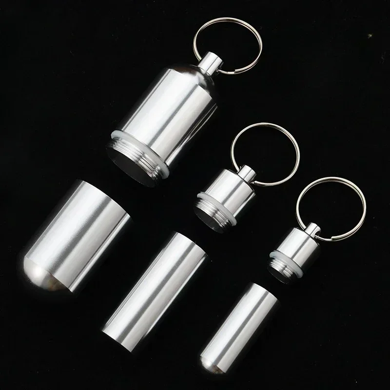 Capsule Shape Aluminum Pill Case Delicate Seal Medicine Organizer Box Keychain Outdoor Pocket Pill Waterproof Holder Container