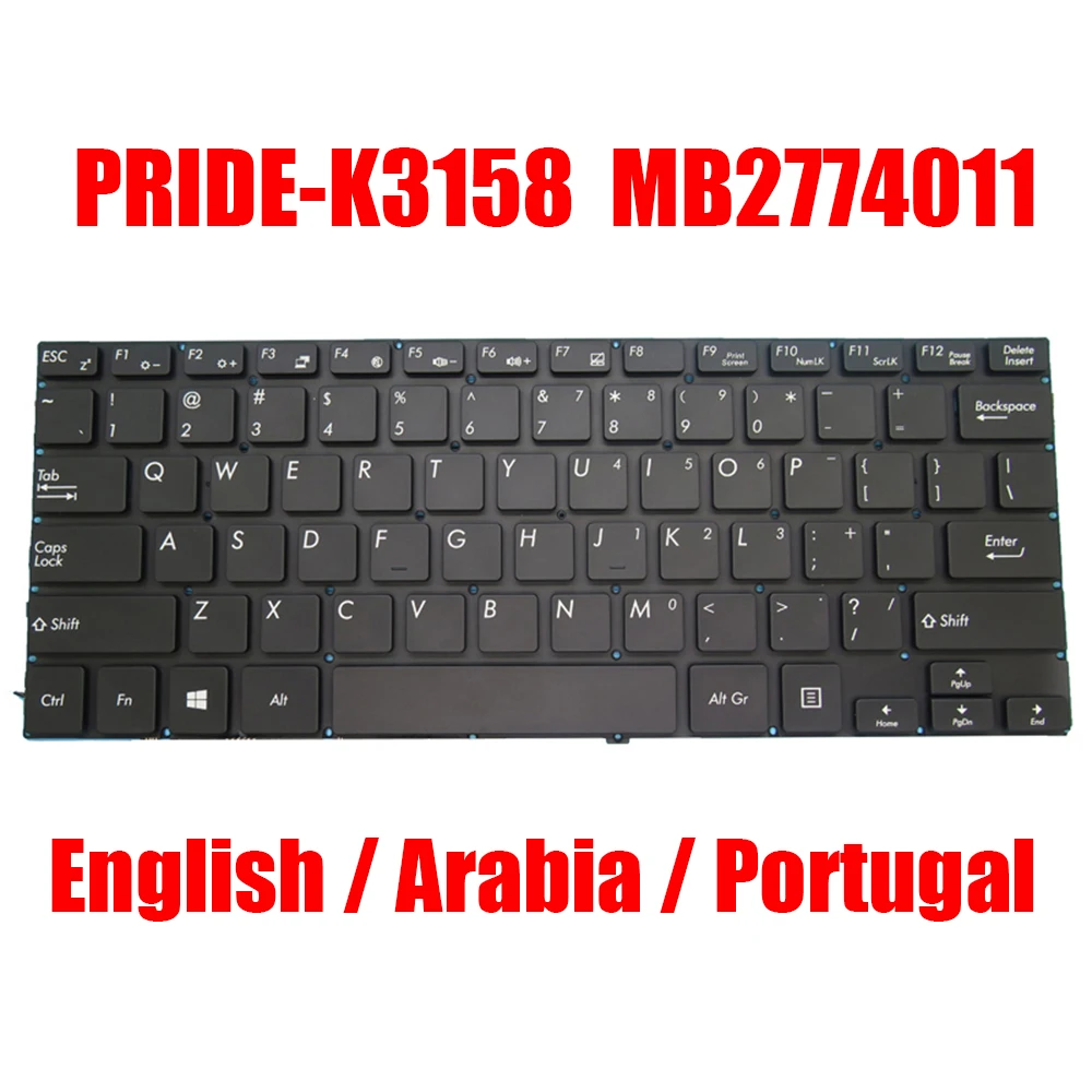 

US AR PO Laptop Keyboard PRIDE-K3158 MB2774011 English Arabia Portugal Black Without Backlit New