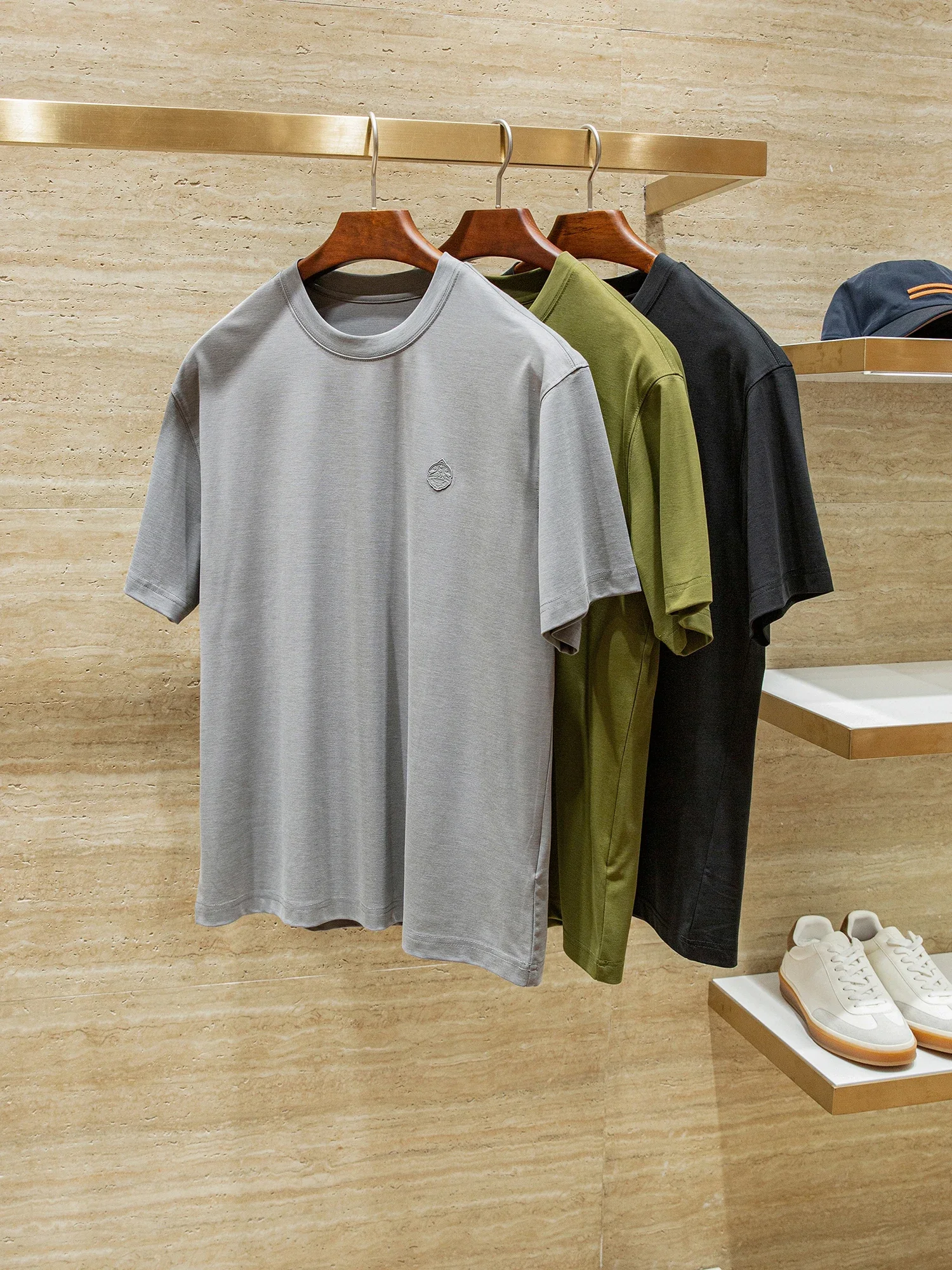 

Acetate Lyocell Blended Men's Summer Crew Neck T-Shirt