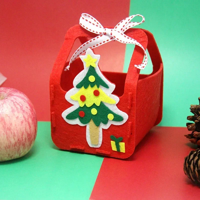 DIY Christmas Bag Kids Handmade Craft Toy Xmas Decoration Materials Kits Candy Box Handbag for Children Educational Toys Gifts