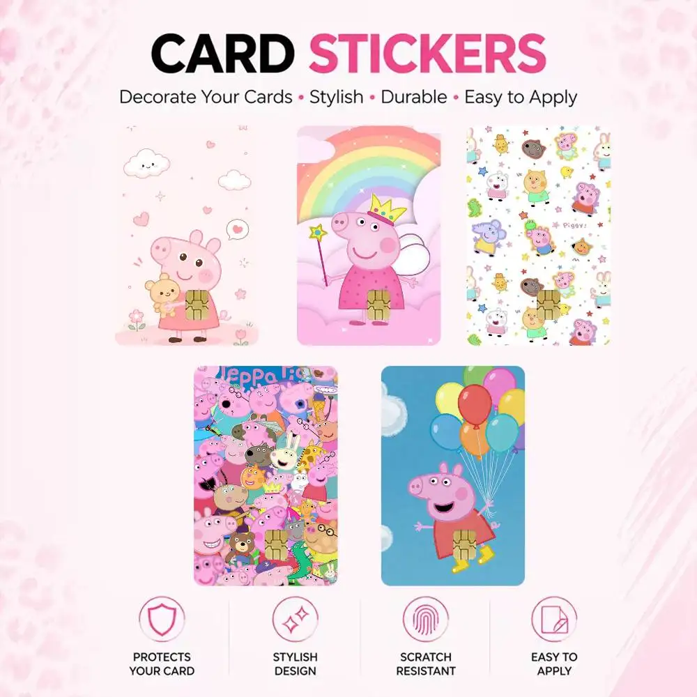 P-Peppa P-Pig High‑Res Game Chip Decals Credit Card Mini Waterproof Vinyl Ornament Useful Gift