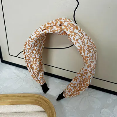 Korean Printed Cloth Wide Headband Hair Accessories for Women Girls Summer Fashion Knotted Colored Floral Hair Hoop Headdress