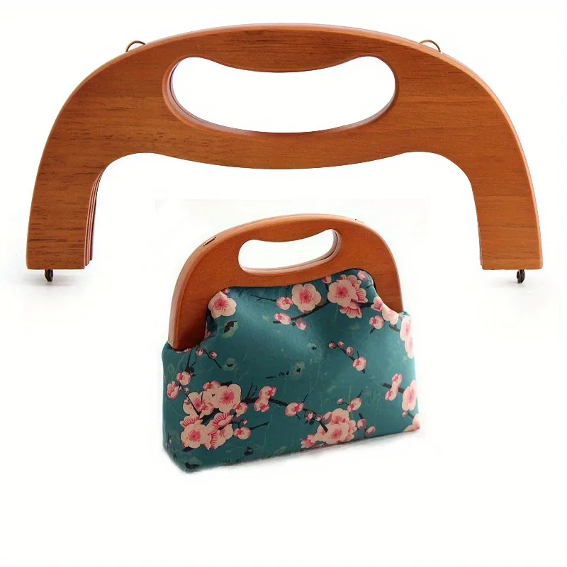 1PC akcesoria do torebek w kształcie litery U torba na ramię drewniana rama z uchwytem DIY ręcznie robiona torba na szydełku plaża rattanowa tkana torba