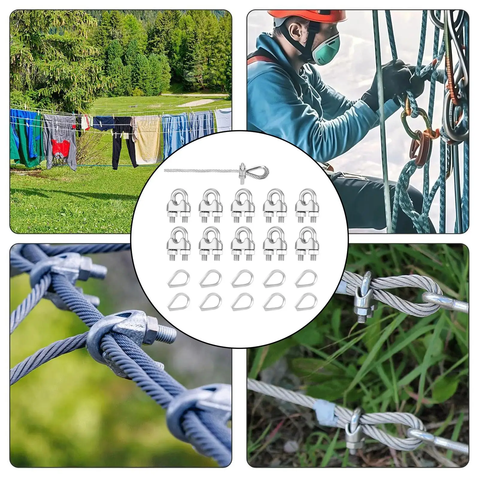 

10 шт. Зажимы для кабеля M5 Фурнитура Практичная Премиум Сверхмощная Простая установка U-образные зажимы для веревки U-образный болт из нержавеющей стали