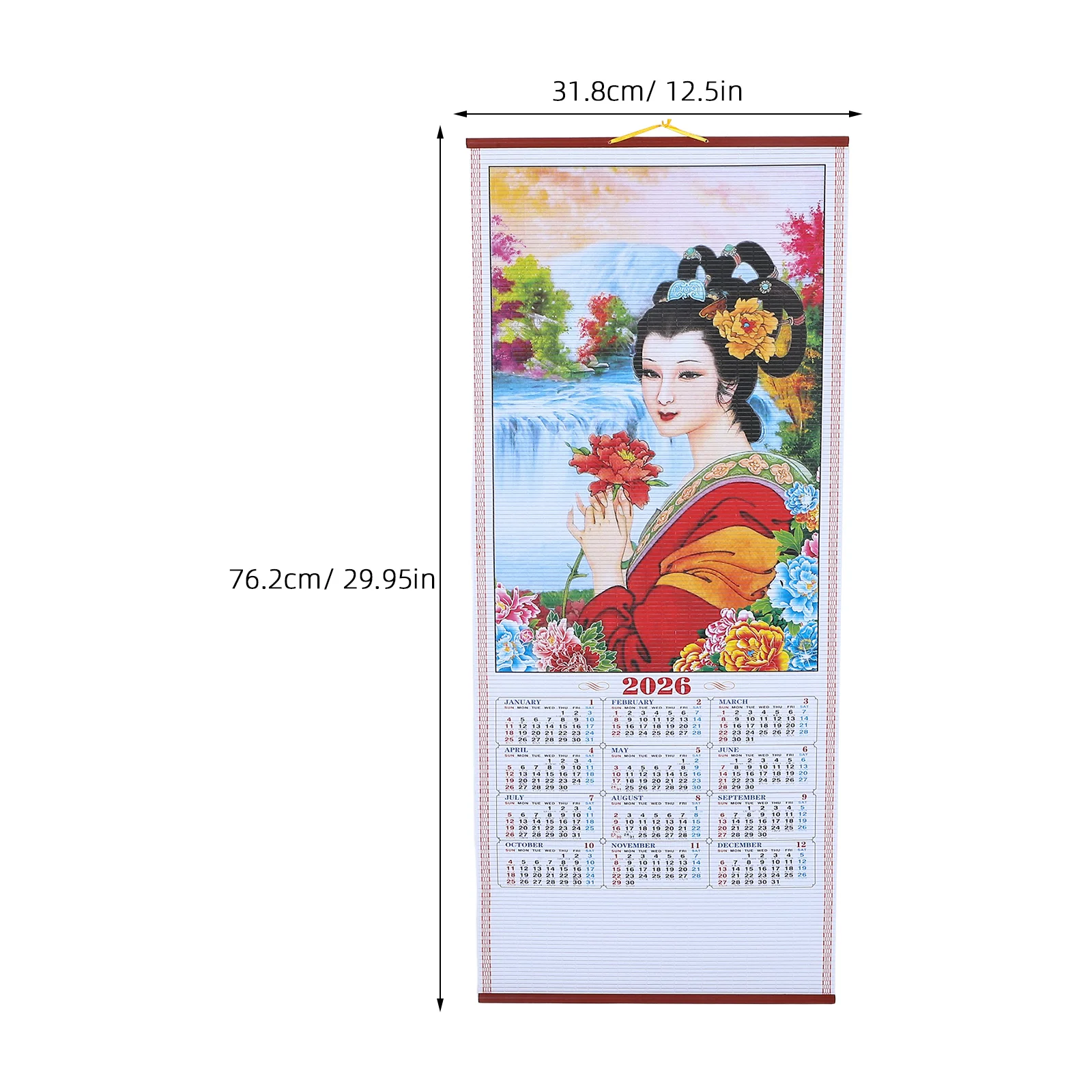Year 2026 Faux Rattan Hanging Scroll Calendar Traditional Chinese New Year  Decorations Wall Calendar For Living Room - AliExpress 21