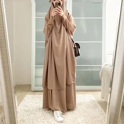 Frauen Abaya Ramadan 2 Stück Rock Anzüge Mode Gebet Kleidungs stück Kleid Khimar Hijab Robe Islam Abayat Muslim setzt islamische Kleidung