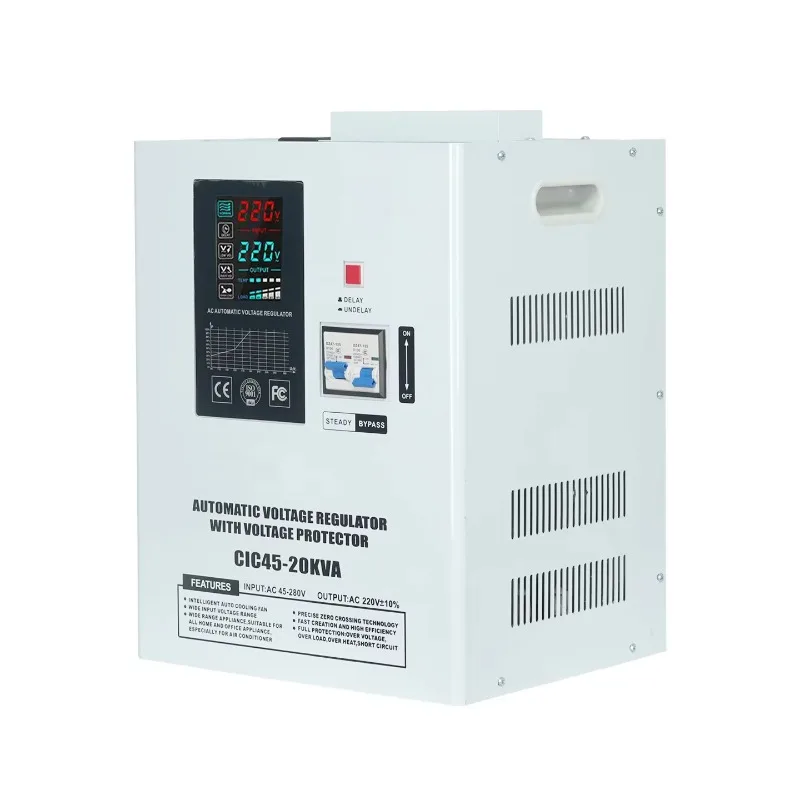 New Input 45-280V 10KW Single Phase 220V AC Automatic Hanging Wall-mounted Voltage Stabilizer with Relay Control