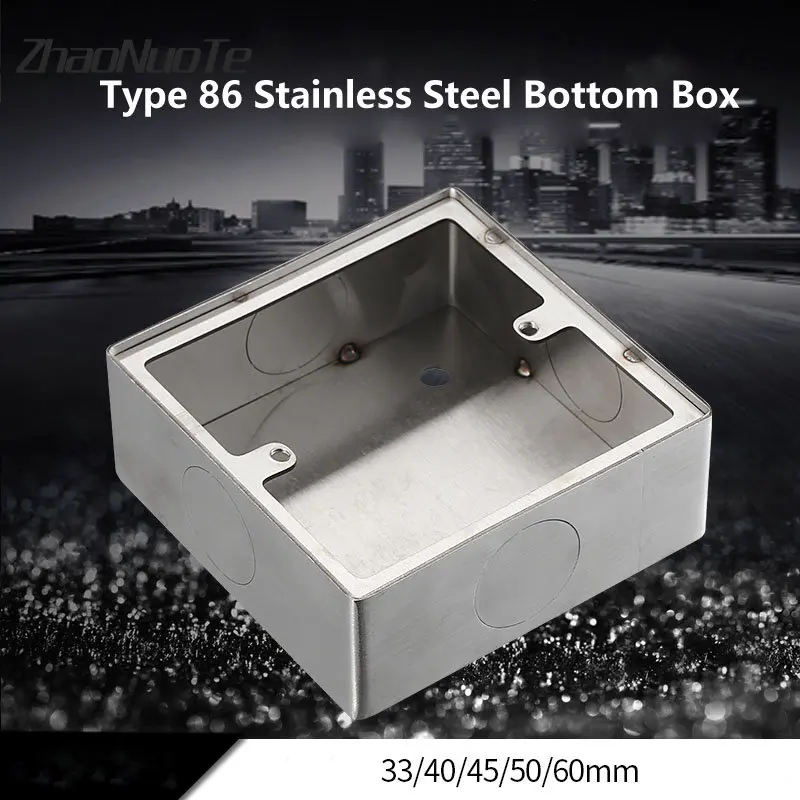 Type 86 Stainless Steel Box Surface Mount Universal Wall Switch Socket Junction Box 25 mm Import