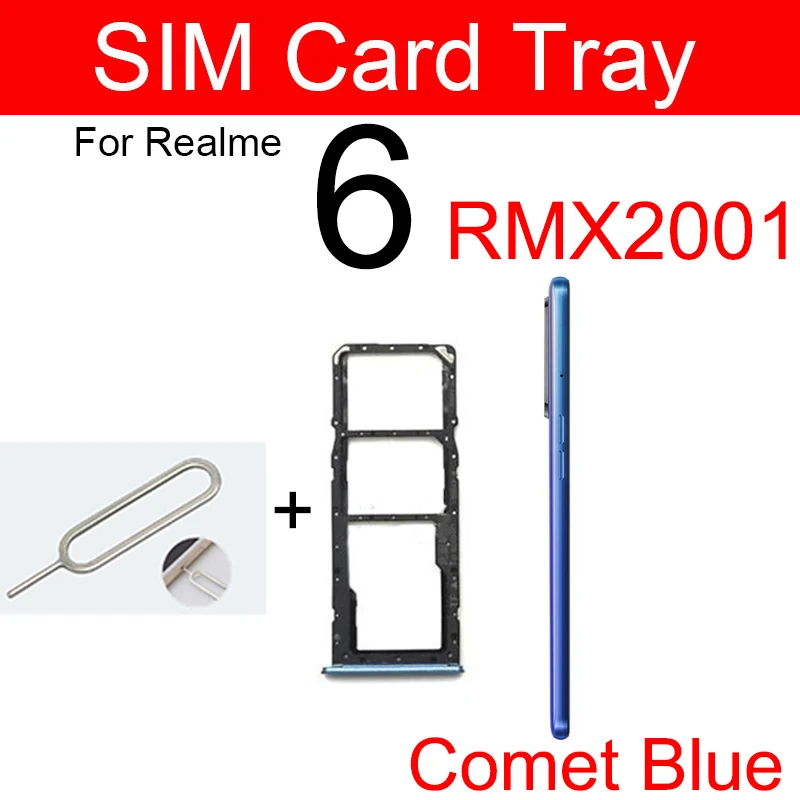 Dual SIM Card Tray For Realme 6 6i 6S 6 Pro Sim Card Slot Tray Holder  Card Reader Adapter Replacement Reapir Parts