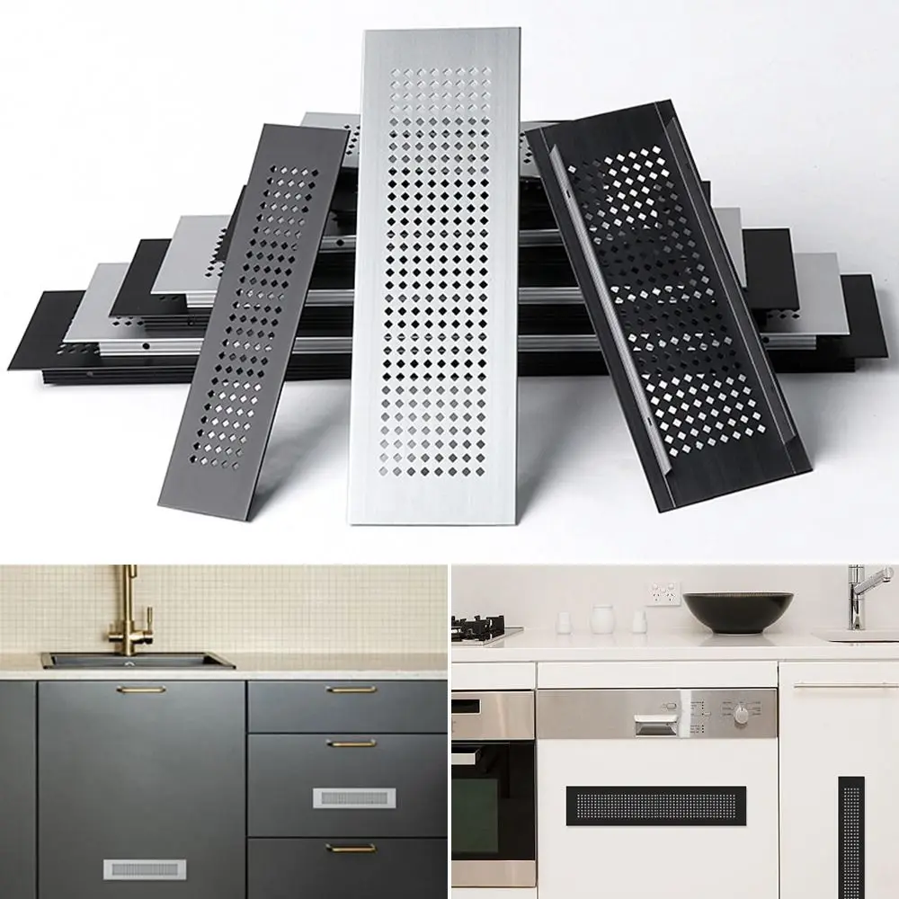 

2pcs/set Aluminum Alloy Vents Cover Rectangle 50/80mm Wide Ventilator Grille Cover Louver Breathable Mesh Ventilation Grille