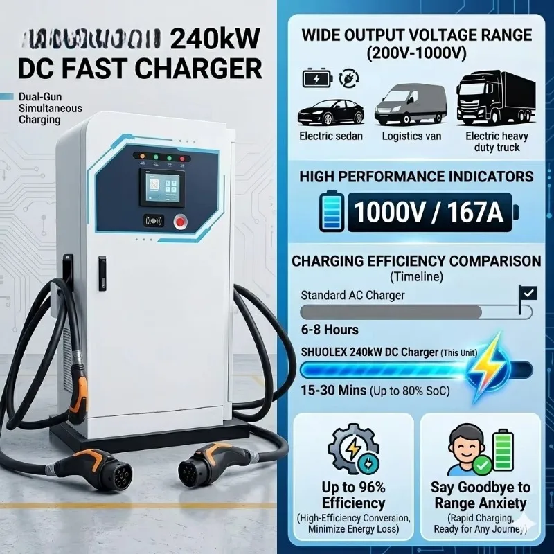 New Smart Networked DC Charging Pile with 4G Ethernet OCPP1.6 Remote Monitoring 40-400KW CCS1/CCS2/GBT Interfaces