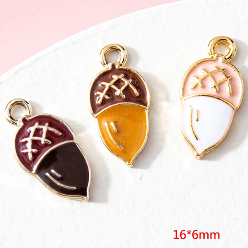 10pcs Fashionable And Versatile Small Pendant, Cute Enamel Cartoon Squirrel And Pine Cone, Suitable For Bracelet/Necklace/Earrin