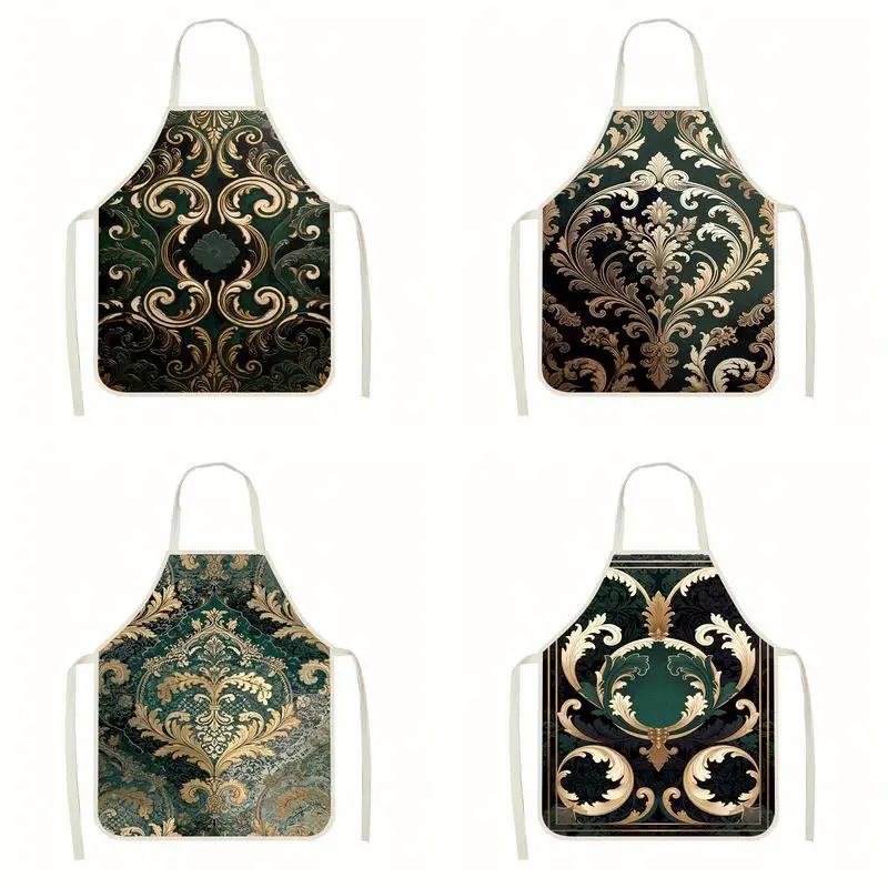 

Фартуки с узором в стиле барокко. Льняной фартук, подходящий для приготовления пищи на кухне, общения родителей и детей, рисования и других мероприятий.