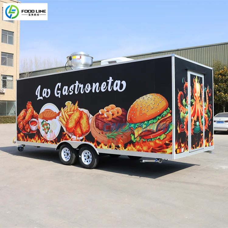 FOODLINE Energy Efficient Food Vending Cart Low Wear Wheels Auto Lock Brake Safe Street Catering Vehicle Unit