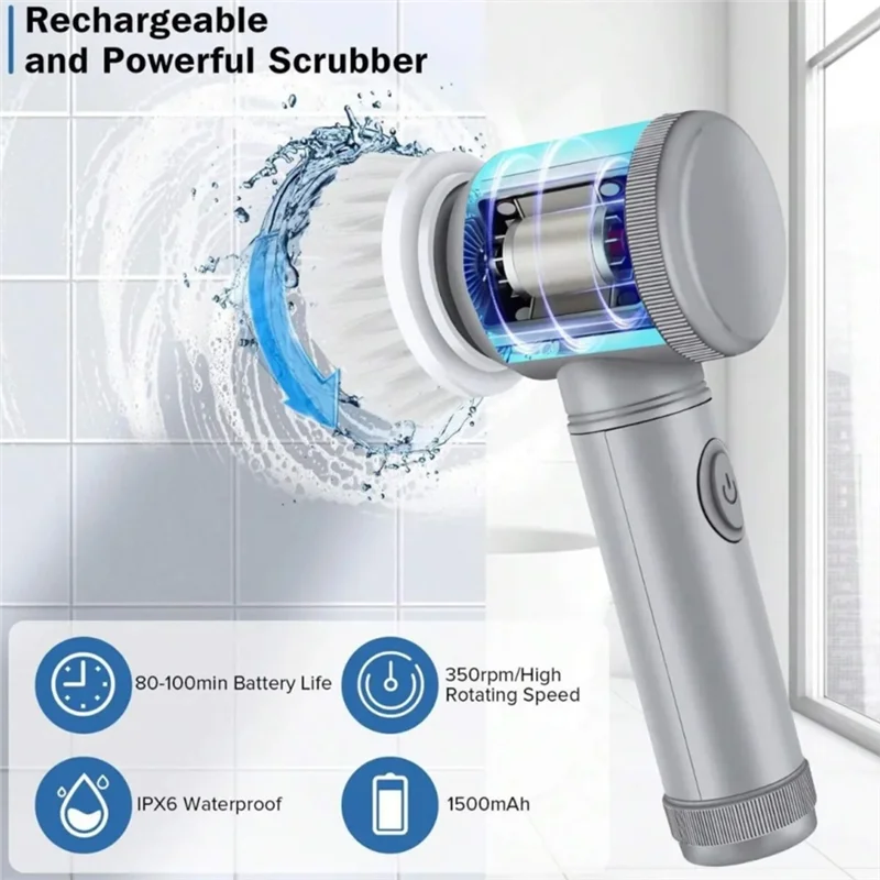 ABLE-다기능 자동 청소 브러시 5개 세트 핸드헬드 무선 전기 주방 청소 도구